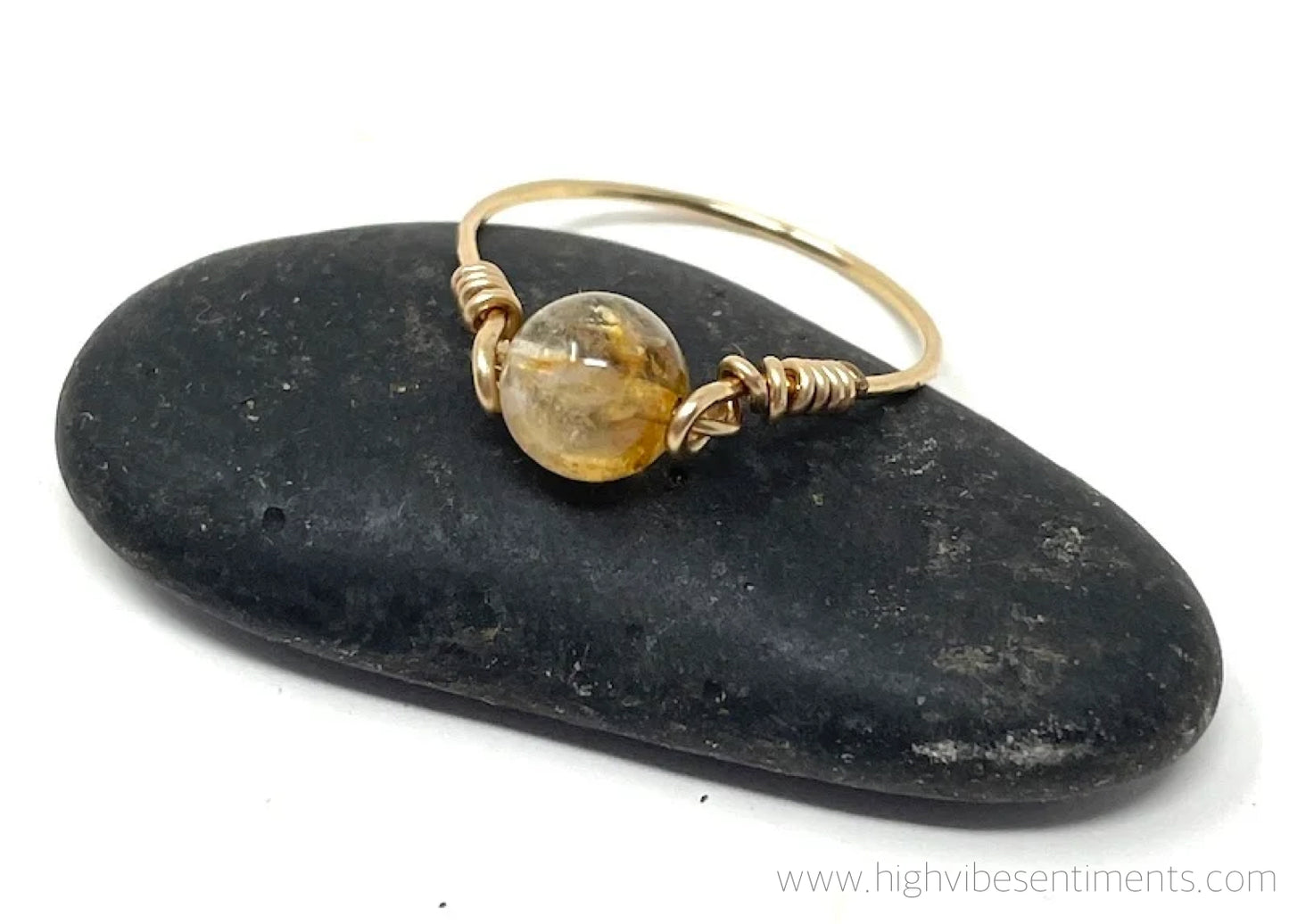 Gold Filled Wire Wrapped Crystal Ring (styles vary)