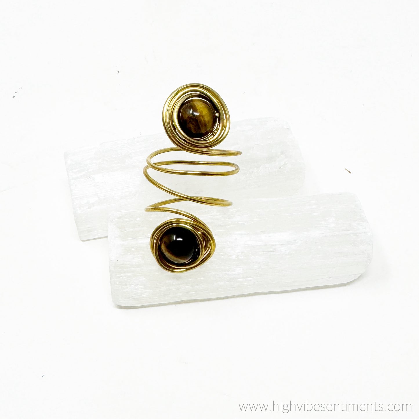 Spiral Brass Gem Rings (options vary)