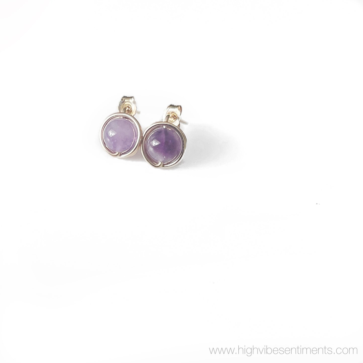 Wire Wrapped Gem Studs (Gold Filled)